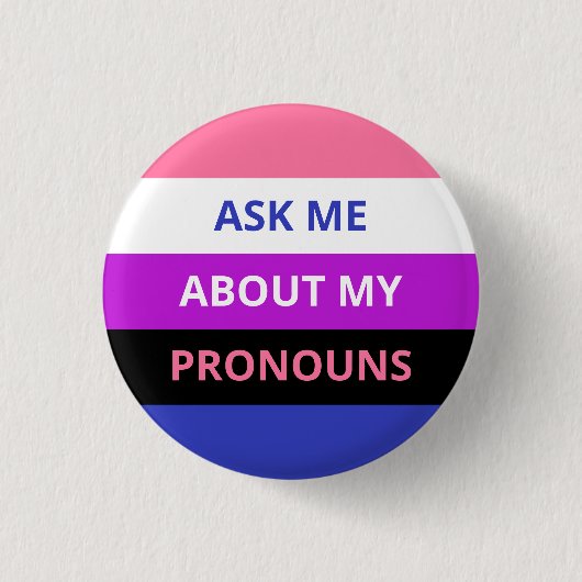 Fragen Sie mich über mein Pronomina Genderfluid Button (Vorderseite)