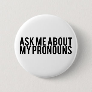 Fragen Sie mich über meine Pronomina (Schwarzes Button