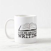 Fragen Sie mich über meine Schreibens-Tasse Kaffeetasse (Links)