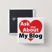 Fragen Sie mich über meinen Blog - Rot Button (Vorne & Hinten)
