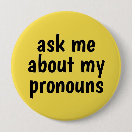 fragen Sie mich über meinen gelben Hintergrund der Button (Vorderseite)