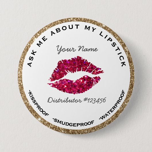 Fragen Sie mich über meinen Lippenstift-Knopf Button (Vorderseite)