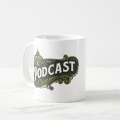 Fragen Sie mich über meinen Podcast. Kaffeetasse (Vorderseite Links)