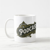 Fragen Sie mich über meinen Podcast. Kaffeetasse (Links)