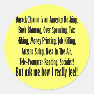 Fragen Sie mich, wie ich über Barack Obama mich Runder Aufkleber