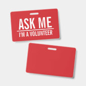 Fragen Sie mir | Rot-Freiwillig-Abzeichen Ausweis (Vorder- & Rückseite)