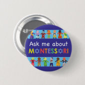 Fragen Sie mir über jüdischen MONTESSORI 2,25" Button (Vorne & Hinten)