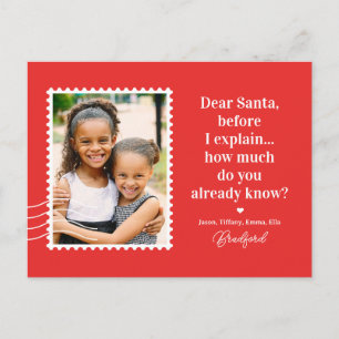 Fragen Sie Santa EDITABLE COLOR Weihnachtskarte Po Feiertagspostkarte