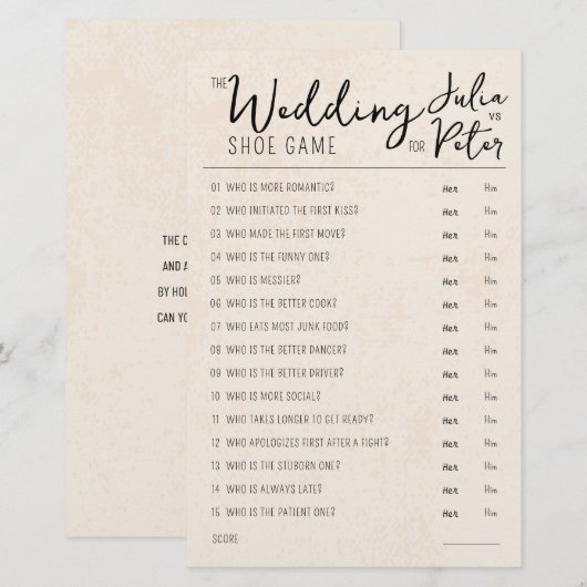 Fragen zum Hochzeitsschuh (Vorne/Hinten)