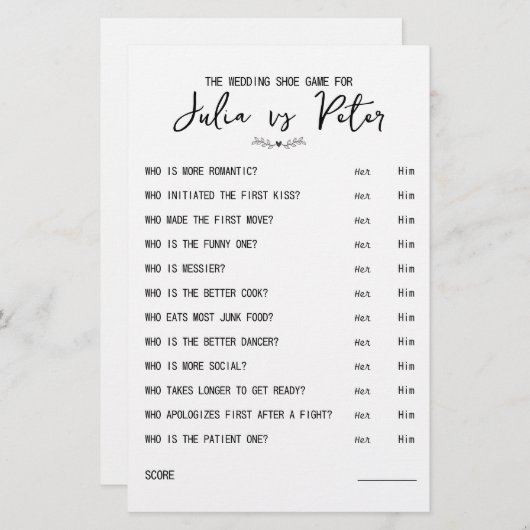 Fragen zum Hochzeitsschuh (Vorne/Hinten)