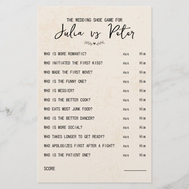 Fragen zum Hochzeitsschuh (Vorderseite)