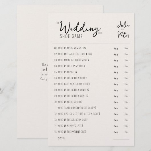 Fragen zum Hochzeitsschuh (Vorne/Hinten)