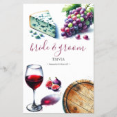 Fragen zum Thema Wein Brautparty Spiel Flyer (Vorne)