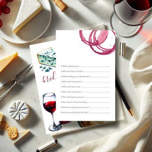 Fragen zum Thema Wein Brautparty Spiel Flyer