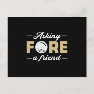 Fragend Fore Ein Freund Golfplatz Golfer Postkarte