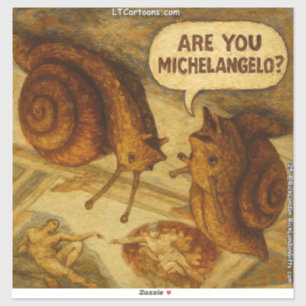 Fragende Schnecke & Michelangelo-Parodie-Cartoon  Aufkleber