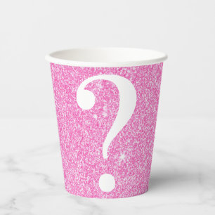 Fragezeichen Brautparty Party Rosa Glitzer Pappbecher