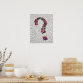 Fragezeichen der Pillen auf weißem Pilzhintergrund Poster (Küche)