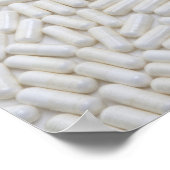 Fragezeichen der Pillen auf weißem Pilzhintergrund Poster (Ecke)