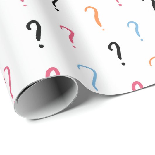 Fragezeichen, die Umhüllungspapier entfernen Geschenkpapier (Rolleneckpunkt)