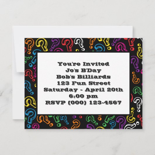 Fragezeichen Einladung (Rückseite)