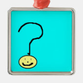 Fragezeichen Emoji, digitale Kunst von Kindern:) Silbernes Ornament (Vorne)