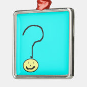 Fragezeichen Emoji, digitale Kunst von Kindern:) Silbernes Ornament (Links)