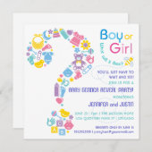 Fragezeichen-Geschlecht decken Party Einladung auf (Vorne/Hinten)