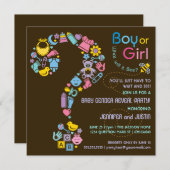 Fragezeichen-Geschlecht decken Party Einladung auf (Vorne/Hinten)