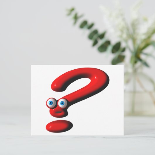 Fragezeichen-Gesicht Postkarte (Stehend Vorderseite)