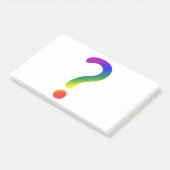 Fragezeichen nach der Ausgabe Post-it Klebezettel (angewinkelt)