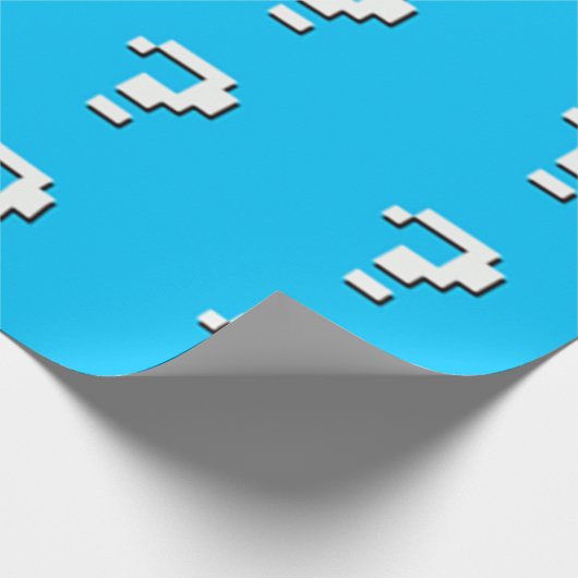 Fragezeichen-Pixel-Kunst-Packpapier - Himmel-Blau Geschenkpapier (Ecke)