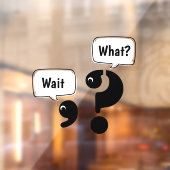 Fragezeichen und Komma warten Was? Fensteraufkleber (Blatt 2)