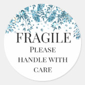 Fragil bitte mit vorsichtigem Blau/aquamarinen Flo Runder Aufkleber (Vorderseite)