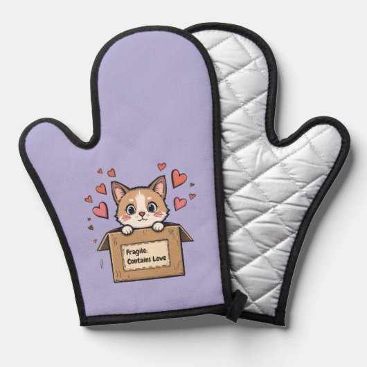 Fragile: Contains Love Ofenhandschuh (Vorderseite/Rückseite)