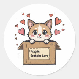 Fragile: Contains Love Runder Aufkleber