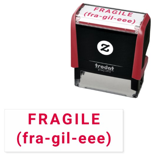 FRAGILE Funny Self-Inking Briefmarke RED Permastempel (Beispiel)
