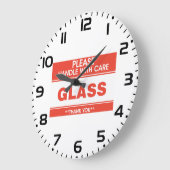 Fragile Glass Handle With Care Warning Große Wanduhr (Winkel)