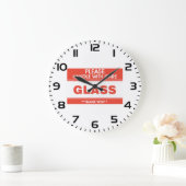 Fragile Glass Handle With Care Warning Große Wanduhr (Zuhause)