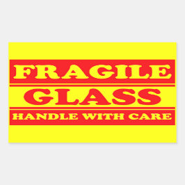 Fragile-Glass-Versandmarke Rechteckiger Aufkleber