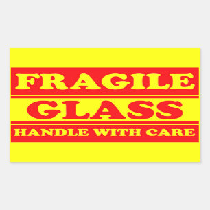 Fragile-Glass-Versandmarke Rechteckiger Aufkleber