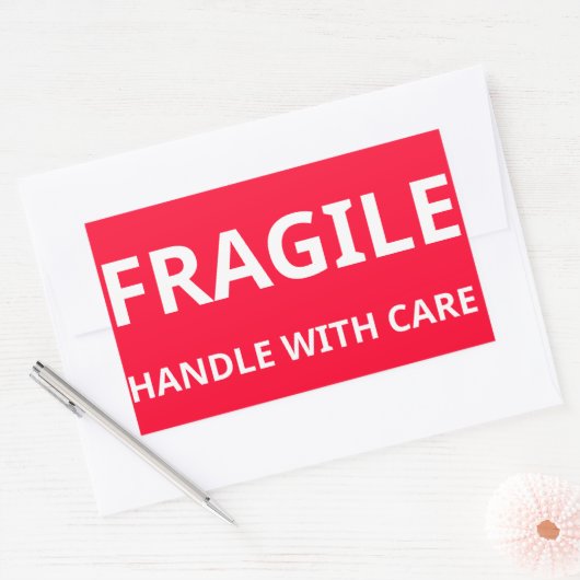Fragile Handhabung mit Pflegeaufkleber Rechteckiger Aufkleber (Umschlag)