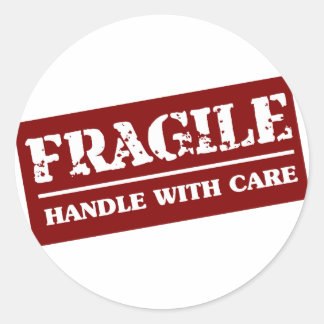 Fragile Handhabung mit Pflegeelement Runder Aufkleber