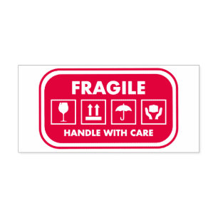 Fragile Handhabung mit Pflegezeichen Permastempel