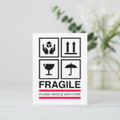 Fragile Handhabung mit sorgfältigem Grafikdesign Postkarte (Stehend Vorderseite)