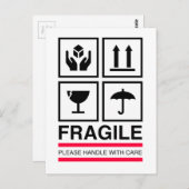 Fragile Handhabung mit sorgfältigem Grafikdesign Postkarte (Vorne/Hinten)