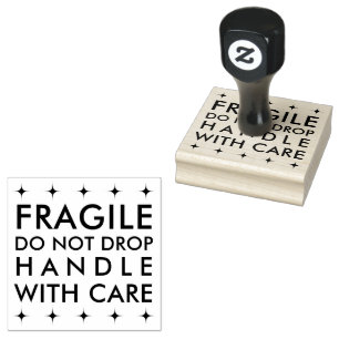 Fragile Handhabung mit sorgfältiger Briefmarke aus Gummistempel