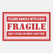 Fragile Handhabung mit sorgfältiger Verpackung Rechteckiger Aufkleber (Vorderseite)