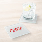 Fragile Handhabung mit Vorsicht Glasuntersetzer (Schrägansicht)
