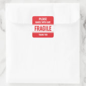 Fragile Handhabung mit Vorsicht Quadratischer Aufkleber (Tasche)